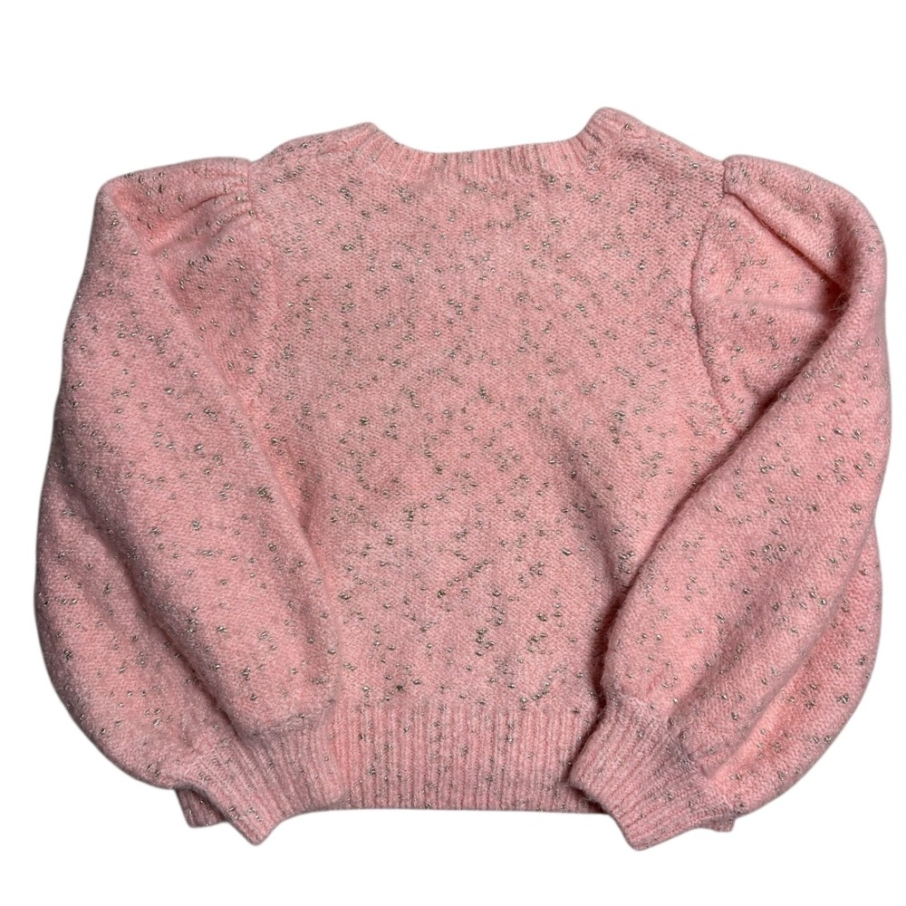 ZARA Pink‎ Sparkle Puff Sleeve Sweater Womens Size Medium - Picture 7 of 7